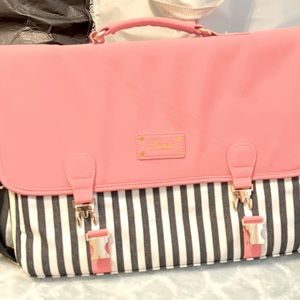 Pink black and white laptop bag